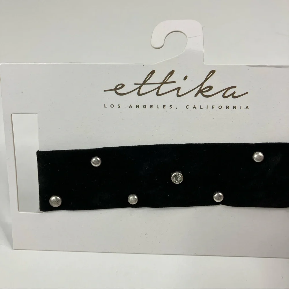 3/$30 Ettika | Black Velvet Silver Stud Choker Necklace